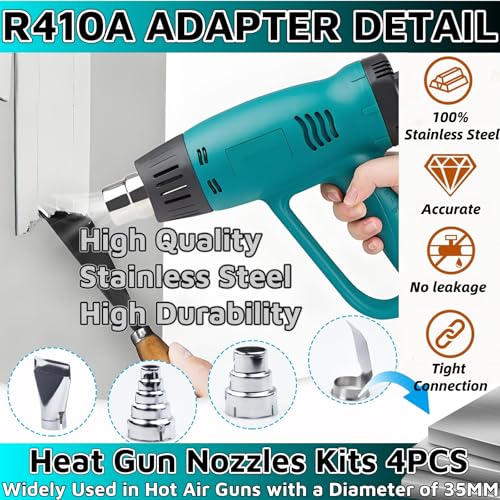 Heat Gun Nozzles Kit 4 Pcs，35mm Bottom Soldering Gun Kit Soldering Accessories Heat Gun Attachments Stainless Steel Reflector Heat Resisting for Most Hot Air Gun Soldering Station Nozzle Tool