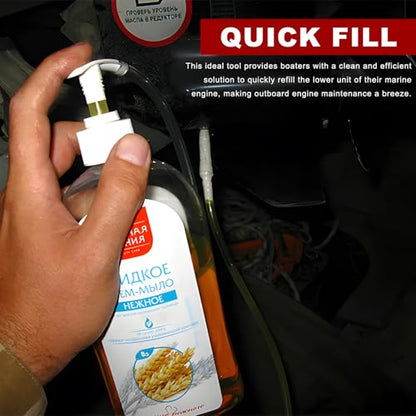 Lower Unit Gear Oil Pump, Car Differential Fluid Pump Kit with 3/8" Swivel, 3rd Hand, 8mm & 10mm Adapters, Transmission Fluid Transfer Hand Tool for Standard Quart Bottles