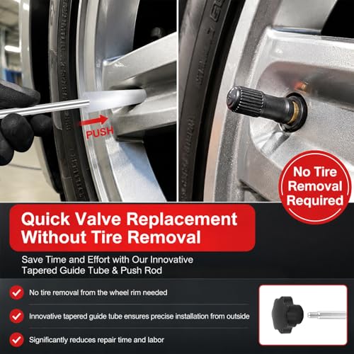 54PCS Tire Valve Stem Repair Tool, Quick Change Valve Stem Installation Tool Without Tire Removal, with TR413 TR414 Stems and Cores, for Cars Motorcycles ATVs Tubeless Tires