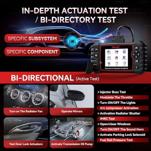 iCarsoft MB V3.0 Bidirectional Scan Tool for Most Mercedes-Benz/Sprinter/Smart 39 Reset Service All System Scanner Full Active Test Quick Auto VIN Diagnostic Tool Car Code Reader with 38 Pin for Benz