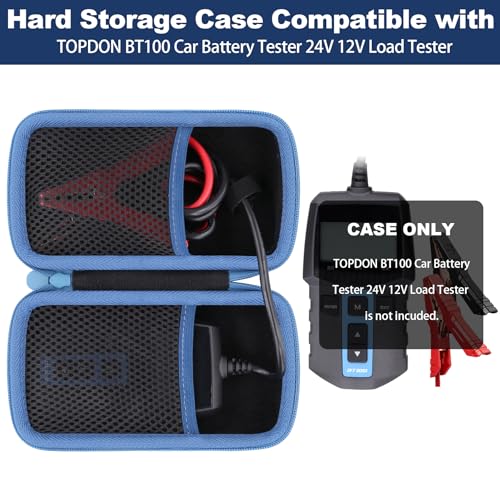 khanka Hard Case for TOPDON BT100 12V Car Battery Load Tester,Black | EVA Hard Shell, Mesh Pocket Accessory Storage, Workshop Tool Storage, Elastic Strap Fixation, Protective Case Only - style: for TOPDON BT100