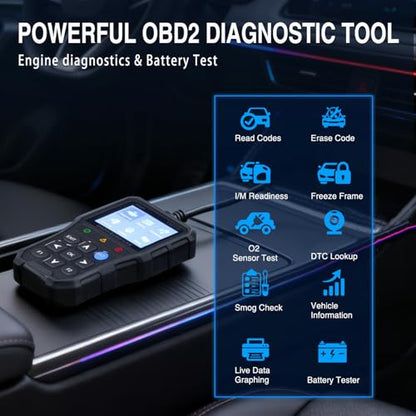 Nilight YM519 2.8” Large Screen OBD2 Scanner - Enhanced Automotive Computer Diagnostic Tool - Car Code Reader for Engine Faults, I/M Readiness & Emission Test for All OBD II Protocol Cars - color: B