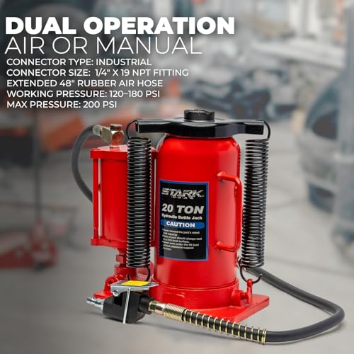 Stark USA 44,000 LBS Low Profile Air Hydraulic Manual Bottle Jack Hoist, 20-Tons Heavy Duty Air Bottle Auto Truck Manual