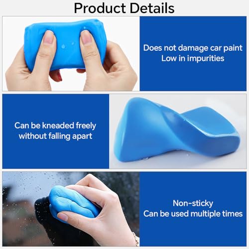 Car Clay Bar 3 Pack 400g,Premium Grade No Scratch Magic Clays Bars Detailing Cleaner Kit,Glass Deatil Cleaning with Washing and Adsorption Capacity for Auto SUV,RV,Truck