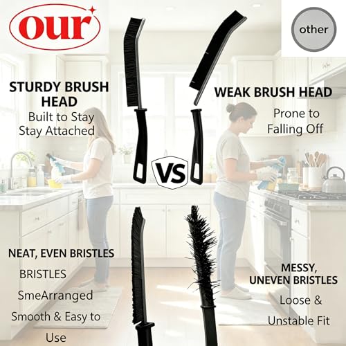 Hard Bristle Crevice Cleaning Thin Brush Set,Deep Cleaning Small Spaces 3pc | Crevice Gap Cleaning for Bathroom Kitchen Upholstery Window Track Tiles Door Slots Car Household Blind Sink Bathtub Baseboard