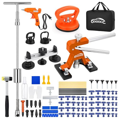 GOOACC 97 PCS Car Dent Puller Paintless Dent Removal Tool Adjustable Lifter Bridge Pullers 2 in 1 T-Bar Slide Hammer Suction Cup Glue Gun Repair Kit for Car Dents Hail Damage Door Body Ding - color: 97PCS Dent Puller Kit