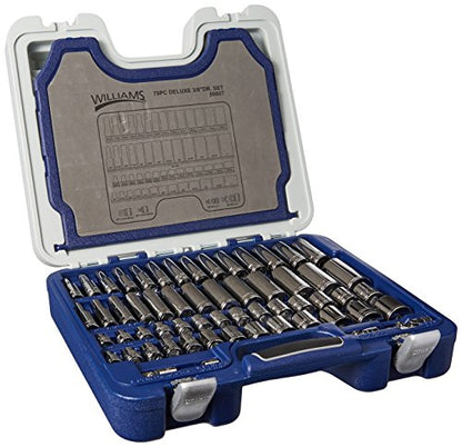 Williams 50607 79 Piece 3/8" Drive Deluxe Tool Set 6 and 12 Point Rugged-Case-System Tool Set, SAE and Metric, with 1/4" Hex Screwdriver Bits - size: 79 Piece (SAE & Metric), style: 3/8" Drive