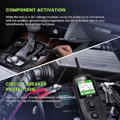 Topdiag P100 Automotive Power Circuit Probe Tester, 12 24V Electrical Short/Open Breaker Finder, AC DC Diode Resistance Relay Tester, Continuity Test Digital Multimeter/Ohmmeters, 20 + 20FT Cable - style: P100