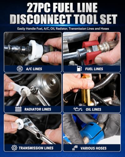 SGT 27pc Master Quick Disconnect Tool Kit, Fuel Line Disconnect Tool Set with Fuel and AC Disconnect Pliers,Fuel Line Removal Tool Set for AC Fuel Line System