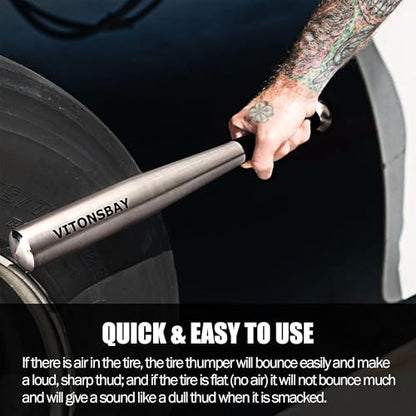 Aluminum Tire Checker Bat - Truckers Tool for Checking Tire Pressure - Silver - color: Silver