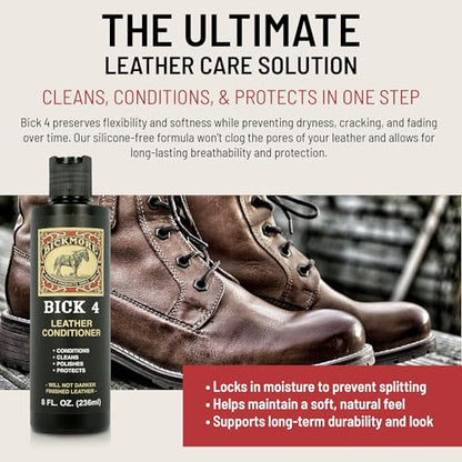 Bick 4 Leather Conditioner & Cleaner, Won't Darken Boots, Couch, Bags 16 oz | Made in USA, For Shoes, Furniture, Jackets, Auto Interiors, Apparel & Accessories - size: 16 oz