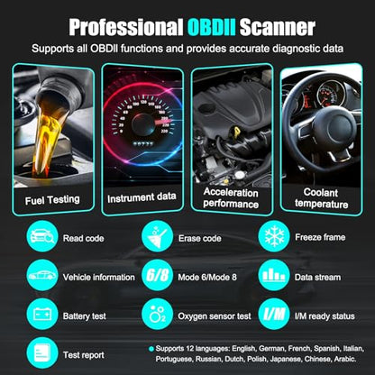 OBD2 Scanner Diagnostic Code Reader,Automotive OBD II Engine Light,Battery Tester,Mode 6, Mode 8 & I/M Readiness,OBDII Scan Tool for All OBDII Cars 1996+(OBDIIBlack)