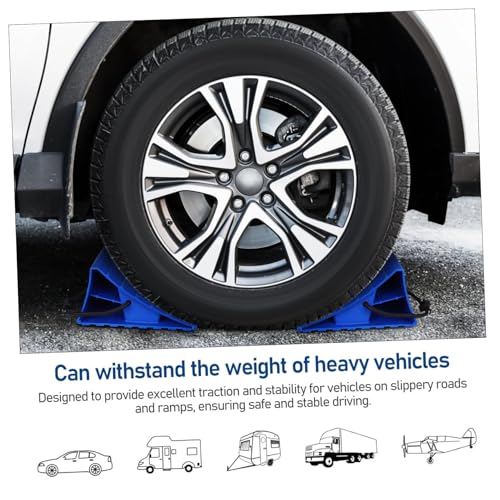2PCS Skid Tire Cars Wheel Stopper Set- Non-Slip Ramp Access Ramps, Saver Brake Stoppers Ridged Wedgeswith Caravan Chock Block for Cars Caravan Horsebox Motorhome