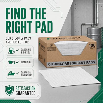 FlashDry Oil Absorbent Pads, High Absorbency 17.5” x 13.5”, 100 Count | Oil absorbing sheets, Water-Repellent, Tear-Resistant, Premium Mats, Ideal for Garage, Driveway, Automotive, Marine Use - size: 100 Pads - 2mm