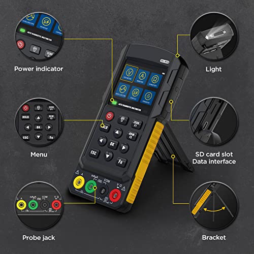 DM303 Automotive Oscilloscope Multimeter, 3-in-1 Handheld Scope with K/CAN Bus Reader, Injector Cranking Relay Test, 500KHz True RMS Diagnostic Tool