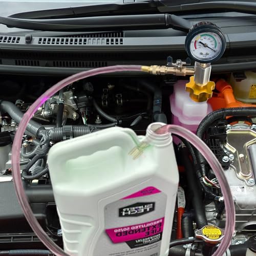 Sutekus Coolant System Refiller Kit Cooling System Vacuum Purge Radiator Coolant Refill Tool Vacuum Fill Coolant Tool with 4 Sizes Adapters for Car Van SUV Truck