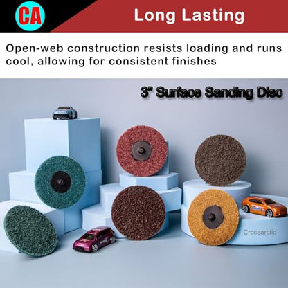 31Pcs 3" Surface Conditioning Disc, Quick Change Sanding Discs with 1/4" Shank Holder for Die Grinder Prep Strip Grind Polish Finish Burr Rust Paint Removal - style: 3" Surface Sanding Disc