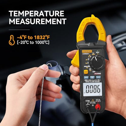 Digital Clamp Meter Multimeter 4000 Counts Voltage Tester with Auto Range, AC/DC Voltage, AC Current, Resistance, Capacitance, Continuity Diode,Live Wire Test, NCV, True RMS, AC Current Meter LD202A+ - style: LD202A+ 4000 Counts AC Current