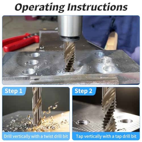 Tap and Drill Bit Set, M6x1 Tap and 5mm Twist Drill,Spiral Point | For M6x1 Thread Tapping and Drilling, Spiral Point Tap and Twist Drill Combo for Industrial Mechanics Metalworking - size: M6*1 + 5mm