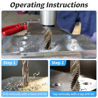 Tap and Drill Bit Set, M2x0.4 Tap and 1.6mm Twist Drill, HSS, Spiral Point | For M2x0.4 Thread Tapping and Drilling, Spiral Point Tap and Twist Drill Combo for Industrial Mechanics Metalworking - size: M2*0.4 + 1.6mm
