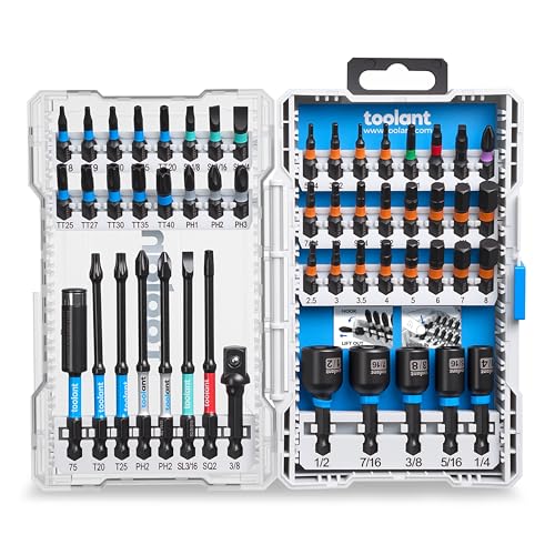 toolant Impact Driver Bit Set,52-Piece S2 Steel Screwdriver Bit Set,Hex,Torx,Phillips,Slotted,Square Bits and Nut Driver with Case - style: Standard