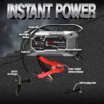 Schumacher Electric 2250A Rugged Lithium Car Battery Jump Starter and Portable Power Pack/Jump Box, 3-in-1 Solution, 2.4A USB Charging, for 12V Power Sport, Automotive, and Marine Batteries, SL1654 - style: 2250 Amp