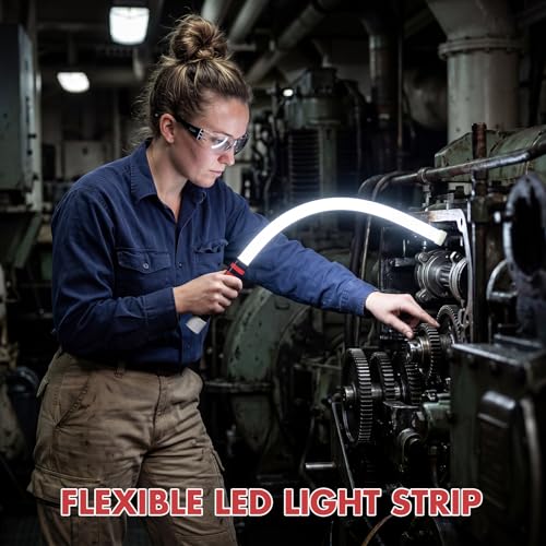 3 Pcs 29" Bendable LED Flashlight Stick Rechargeable Flexible Work Light Stick with a Pair of Gloves High Lumen & 3 Brightness Modes 360° Rotate for Car Repairs Mechanical Inspection - size: 29 inches