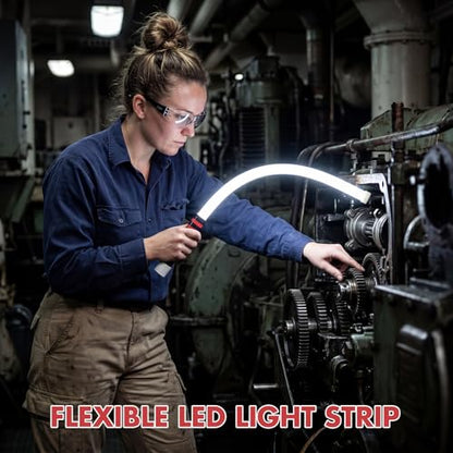 3 Pcs 29" Bendable LED Flashlight Stick Rechargeable Flexible Work Light Stick with a Pair of Gloves High Lumen & 3 Brightness Modes 360° Rotate for Car Repairs Mechanical Inspection - size: 29 inches