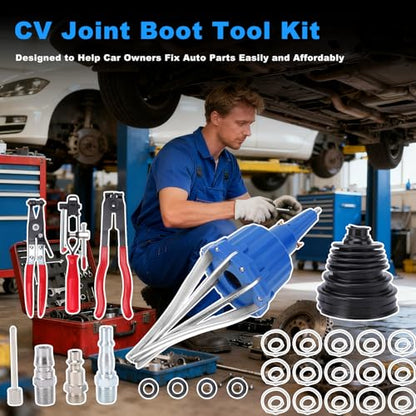 Pneumatic CV Joint Boot Expander Tool Kit,Expander Rod Spreader Installation Removal Tool with 15 Sets Clamps and 4 Air Hose Fittings for Rubber Boots Installation and Removal (Blue) - color: Blue