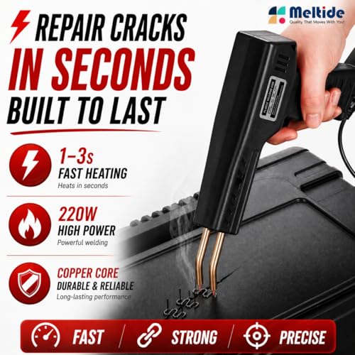Upgraded 220W Plastic Welder Kit – Black Edition | 2-in-1 Hot Stapler & Plastic Welding Gun for Car Bumper Repair | Fix Cracked Plastic in Seconds | 1000 Staples, 100 Welding Rods | DIY Repair Tool - color: Black