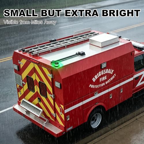 Magnetic Wireless Beacon Light, USB-C Rechargeable LED Strobe Lights for Truck, Mini Portable Flashing Emergency Safety Warning Light for Volunteer Firefighter POV EMS Responder IP67 Waterproof, Green - color: Green
