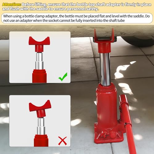 SUNJIKA Bottle Jack Axle Adapter for 2-4 in Round and 2 in Square Axles - color: red