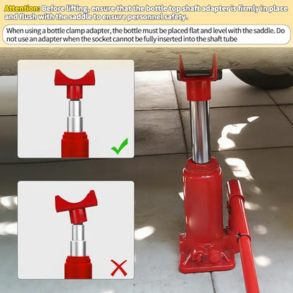 SUNJIKA Bottle Jack Axle Adapter for 2-4 in Round and 2 in Square Axles - color: red