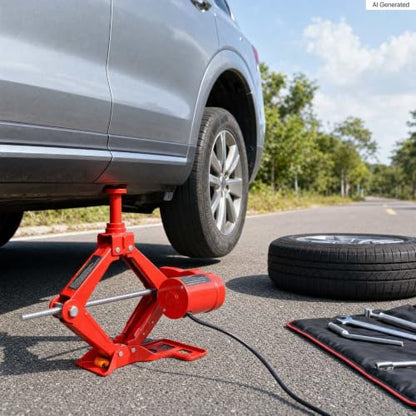 3 Ton Electric Scissor Jack Kit 12V, 6600LB Heavy Duty Auto Lift | One-button lifting, 17" max height, safety auto-stop, fits sedans & SUVs, complete roadside kit