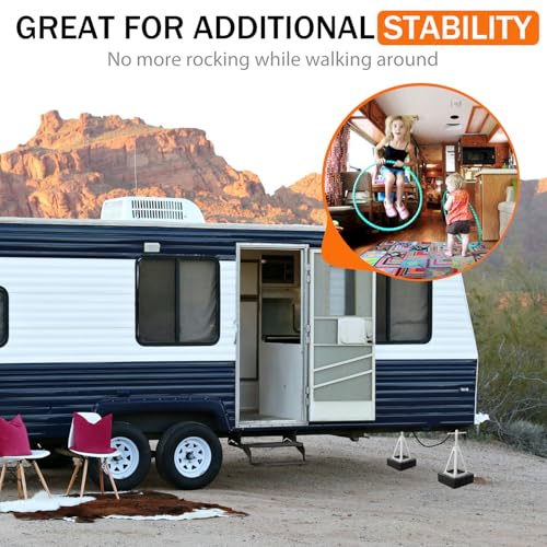 BOYISEN RV Stabilizer Jacks Set of 4，Aluminum Screw Jack Stands Adjustable from 11-17 Inch, Single Stabilizer Jacks for Travel Trailer Support up to 7500 Lbs
