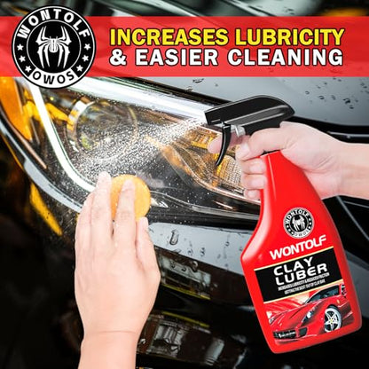 Heavy Duty Car Clay Bars Auto Detailing Clay Luber Synthetic Lubricant Kit, 4 Clay Bars, Clay Bar Lubricant Tablets 10 Pack, Spray Bottle and Microfiber Towel for Car Detailing Cleaning - color: Yellow