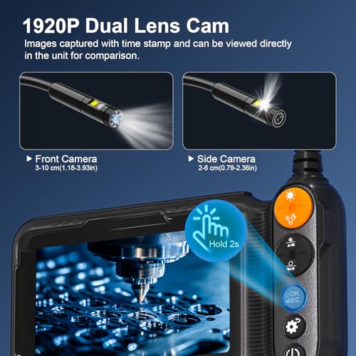 Daxiongmao Endoscope Camera with Light, Dual Lens 1080p HD Borescope, IP67 Waterproof Snake Camera – Ideal for Inspecting Walls, Vents, Automotive Engines, Pipes – A Great Tool Gift for Men (16.4ft) - size: 16.5FT G50 5" Borescope