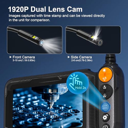 Daxiongmao Endoscope Camera with Light, Dual Lens 1080p HD Borescope, IP67 Waterproof Snake Camera – Ideal for Inspecting Walls, Vents, Automotive Engines, Pipes – A Great Tool Gift for Men (16.4ft) - size: 16.5FT G50 5" Borescope