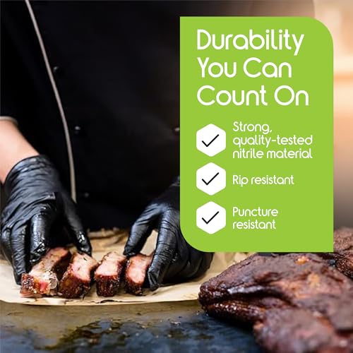 Inspire Black Nitrile Disposable Gloves | 4.5 Nitrile Disposable Safety Medical Cooking Cleaning Gloves - size: XX-Large, style: Black - Box of 100