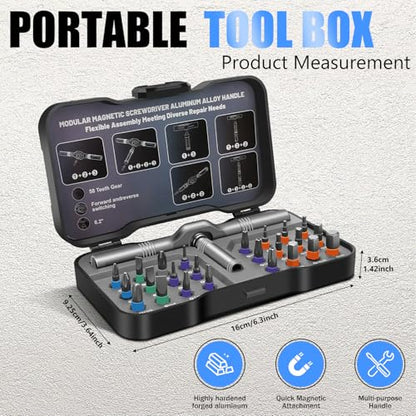 24 in 1 Magnetic Screwdriver Set, DIY Ratchet Screwdriver Set, Multi Bit Magnetic Drive Set with Detachable Ratchet Handle, Portable Compact Repair Tool Kit - color: Light Gray