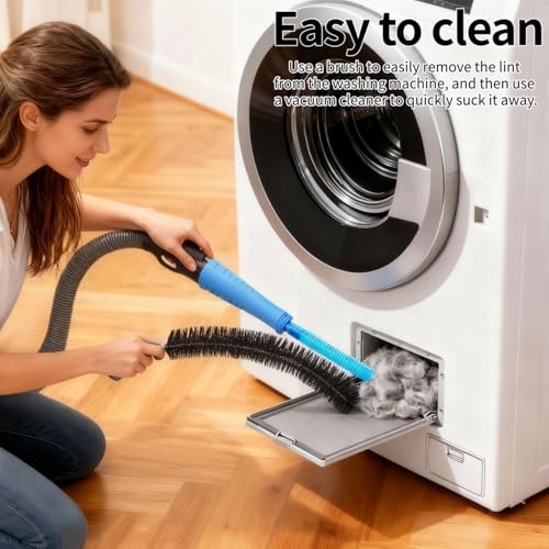 Dryer Vent Cleaner Kit - Universal Vacuum Hose Attachment & Lint Brush, Effectively Clean Clogged Dryer Ducts, Fit Most Vacuums for Dryer, Refrigerator Coils & Behind Appliances - color: Blue