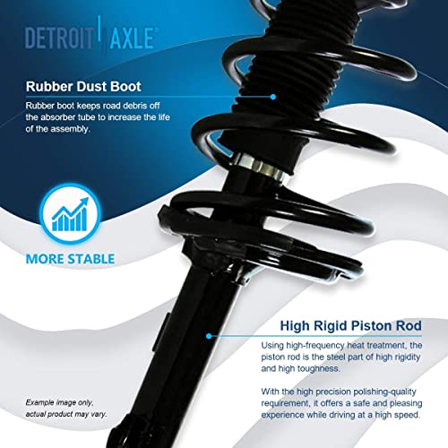 Detroit Axle - 4pc FWD 3.5L Front Rear Struts for 08-11 Toyota Highlander | 4 Struts with Coil Spring Assembly 2008 2009 2010 2011 Replacement Shock Assembly - size: 4Q47053/ 4 Struts