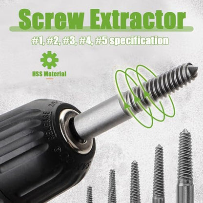 10 Piece Screw Extractor Set High-Speed Steel Easy Out Broken Bolt Removal Kit Damaged and Stripped Screws Remover Water Pipe Screw and Spiral Removing Tool with 1/4" Hex Shank
