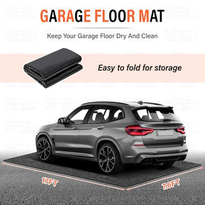 17 x 7.6FT Extra Large Garage Floor Mat, Oil Leaks Absorbent Oil Spill Mat | Premium Waterproof Backing Garage Mat,Reusable, Washable, Protects Floor from Spills, Drips, Splashes and Stains - size: GFM-17 x 7.6FT