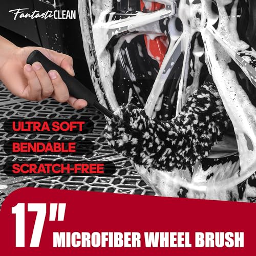 Fantasticlean 7PCS Wheel Tire Brush Kit for Car Detailing Cleaning | Tire Brush, Soft Rim Brush, Bendable Wheel Cleaner Brush for Cleaning Wheels, Double-Ended Detailing Brush, Applicator Pads - size: 7PCS-WDK004