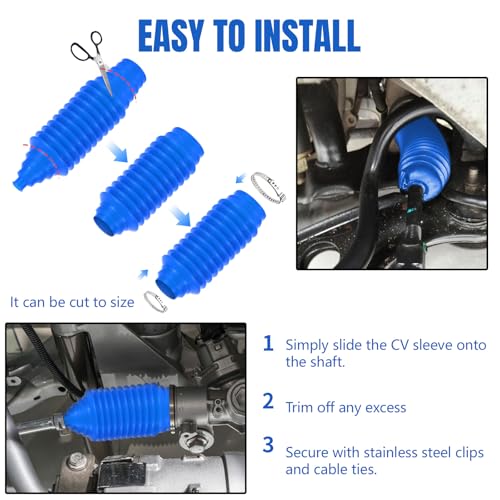 13PCS CV Axle Boot Repair Kit, 2PCS CV Boot with 4 Stainless Steel Clamps & 6 Cable Ties & Ball-Cage Pliers, Waterproof Dustproof CVs Joint Boots Kit, Universal Car Accessories (Blue) - color: Blue