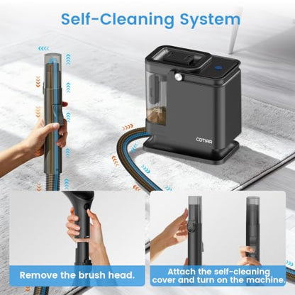 Portable Carpet Spot Cleaner Machine, Handheld Upholstery Cleaner with Pet Hair Brush & Cleaning Solution, for Pet Stains Couch Furniture Household Fabric Cleaning - color: Black-1