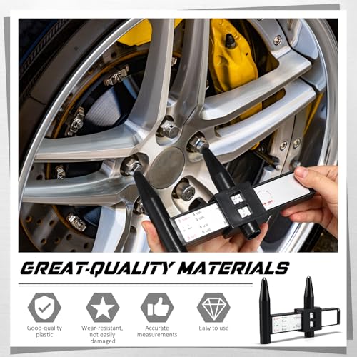 Kingdder 2 Pcs Wheel Stud Rim Bolt Pattern Measuring Tool PCD Ruler Wheel PCD Gauge Lug Bolt Pattern Gauge for 4 5 6 8 Holes Sliding Caliper