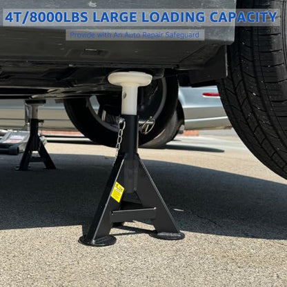 HKTE 4 Ton Low Profile Jack Stands 2 Pack, 8000 lbs Heavy Duty Car Jack Stands for Cars & Light Trucks, with Security Locking Pins - color: JACK STANDS 8000LB LOW PROFILE
