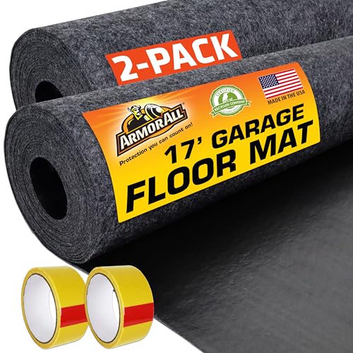 Armor All Garage Floor Mat (17' x 7'4") (2-Pack), Waterproof Garage Flooring, Absorbent, Premium Oil Spill Resistant Garage Pad, Durable, Protects Surfaces (Includes Double Sided Tape) (USA Made) - size: 17' x 7'4" (Rectangular) (2-Pack)
